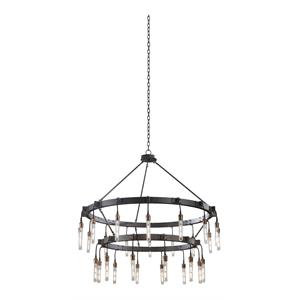 kalco lighting stuyvesant 28-light 2 tiers contemporary brass chandelier in gray