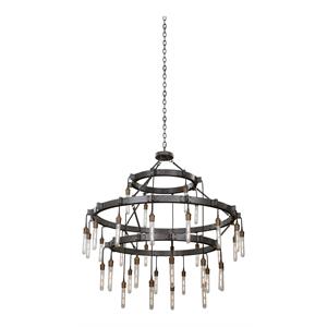 kalco lighting stuyvesant 36-light 3 tiers contemporary brass chandelier in gray