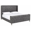 Sunpan Chianti Modern Faux Leather and Solid Birch Wood King Bed in Gray/Brown