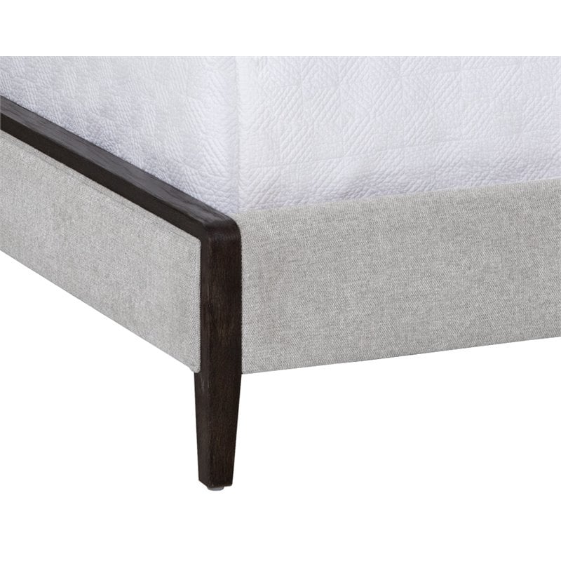 Sunpan Colette Modern Fabric and Solid Birch Wood King Bed in Gray/Brown