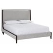 Sunpan Colette Modern Fabric and Solid Birch Wood King Bed in Gray/Brown