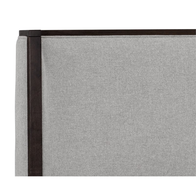 Sunpan Colette Modern Fabric and Solid Birch Wood Queen Bed in Gray/Brown