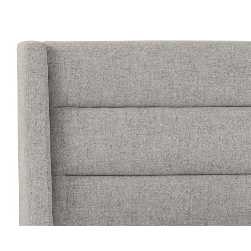 Sunpan Emmit Modern Fabric and Beech Wood King Bed with Espresso Legs in Gray