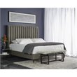 Sunpan Yosi Modern Fabric King Bed with Brown Birch Wood Legs in Gray