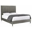 Sunpan Yosi Modern Fabric King Bed with Brown Birch Wood Legs in Gray