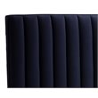 Sunpan Yosi Modern Fabric Queen Bed with Brown Birch Wood Legs in Blue