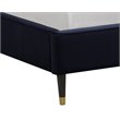 Sunpan Yosi Modern Fabric Queen Bed with Brown Birch Wood Legs in Blue