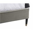 Sunpan Yosi Modern Fabric Queen Bed with Brown Birch Wood Legs in Gray