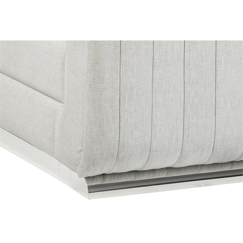 Sunpan Hylan Contemporary Fabric and Stainless Steel Queen Bed in Gray/Silver