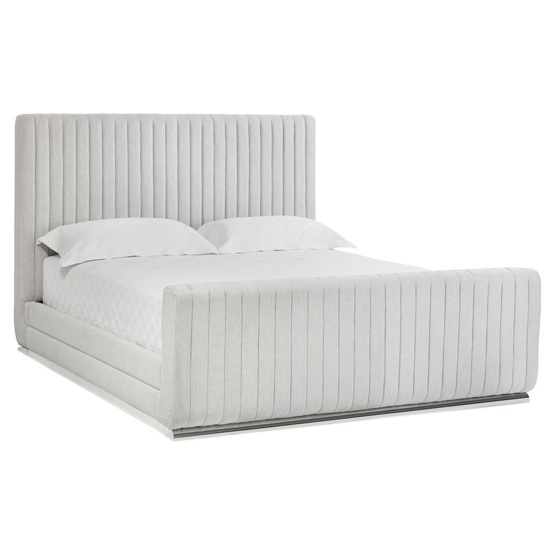 Sunpan Hylan Contemporary Fabric and Stainless Steel Queen Bed in Gray/Silver