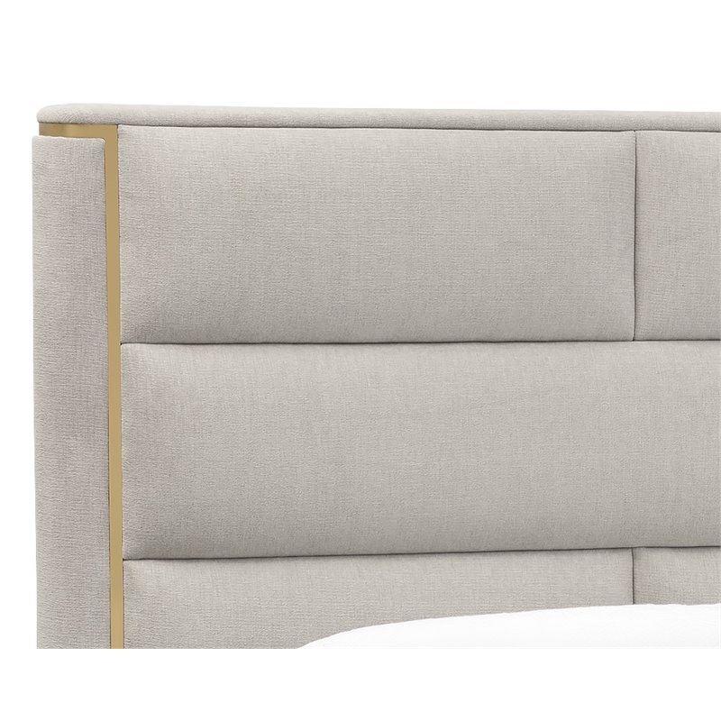 Sunpan Shonda Contemporary Fabric and Stainless Steel King Bed in Silver