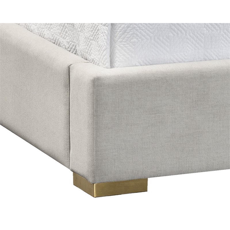 Sunpan Shonda Contemporary Fabric and Stainless Steel King Bed in Silver