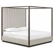 Sunpan Casette Modern Fabric and Iron King Bed in Cream/Rustic Bronze