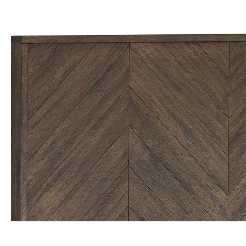 Sunpan Greyson Modern Solid Acacia Wood King Bed in Brown/Brass