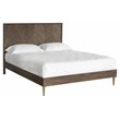 Sunpan Greyson Modern Solid Acacia Wood King Bed in Brown/Brass