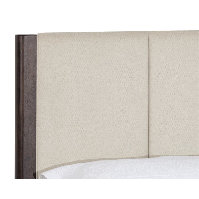 Sunpan Lonnie Modern Fabric and Wood King Bed in Cream/Brown