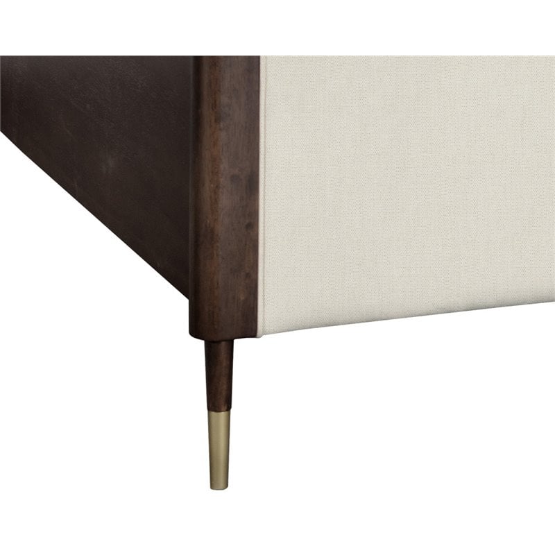 Sunpan Lonnie Modern Fabric and Wood Queen Bed in Cream/Brown
