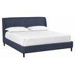 Sunpan Bath Modern Fabric King Bed with Solid Rubberwood Legs in Blue