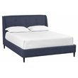 Sunpan Bath Modern Fabric Queen Bed with Solid Rubberwood Legs in Blue