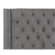 Sunpan Devon Modern Fabric Queen Bed with Solid Rubberwood Legs in Koala Gray
