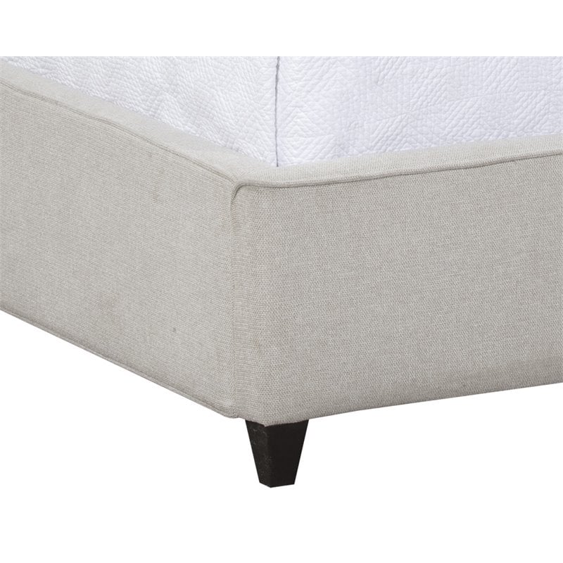 Sunpan Jefferson Modern Fabric King Bed with Rubberwood Legs in Gray/Walnut