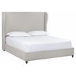 Sunpan Jefferson Modern Fabric Queen Bed with Rubberwood Legs in Gray/Walnut