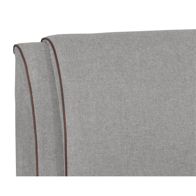 Sunpan Lowe Modern Fabric King Bed with Rubberwood Legs in Gray