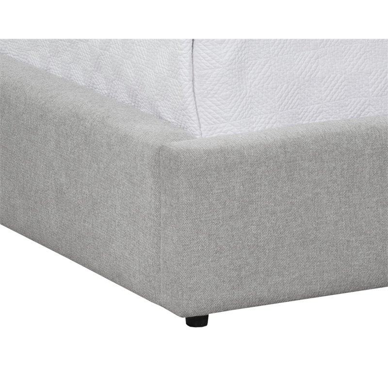 Sunpan Lowe Modern Fabric King Bed with Rubberwood Legs in Gray
