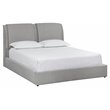 Sunpan Lowe Modern Fabric Queen Bed with Rubberwood Legs in Gray