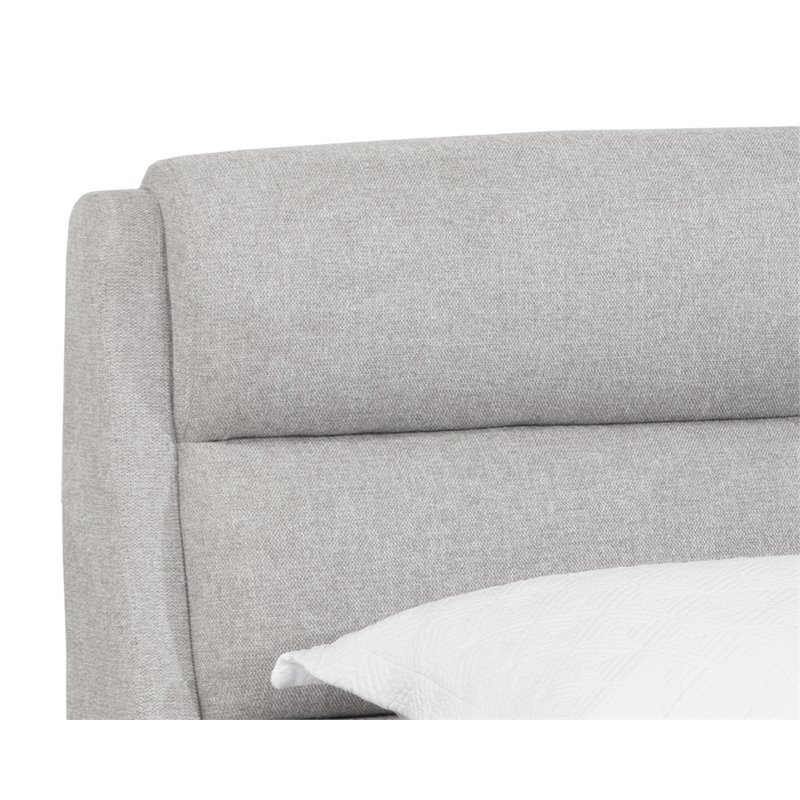 Sunpan Senna Modern Fabric King Bed with Solid Rubberwood Legs in Gray