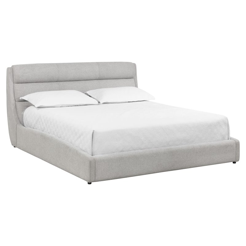 Sunpan Senna Modern Fabric King Bed with Solid Rubberwood Legs in Gray