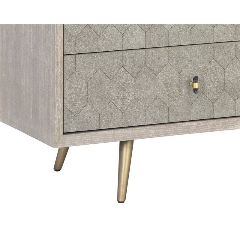 Sunpan Aniston 62" Modern Wood and Iron Dresser in Brown/Antique Brass