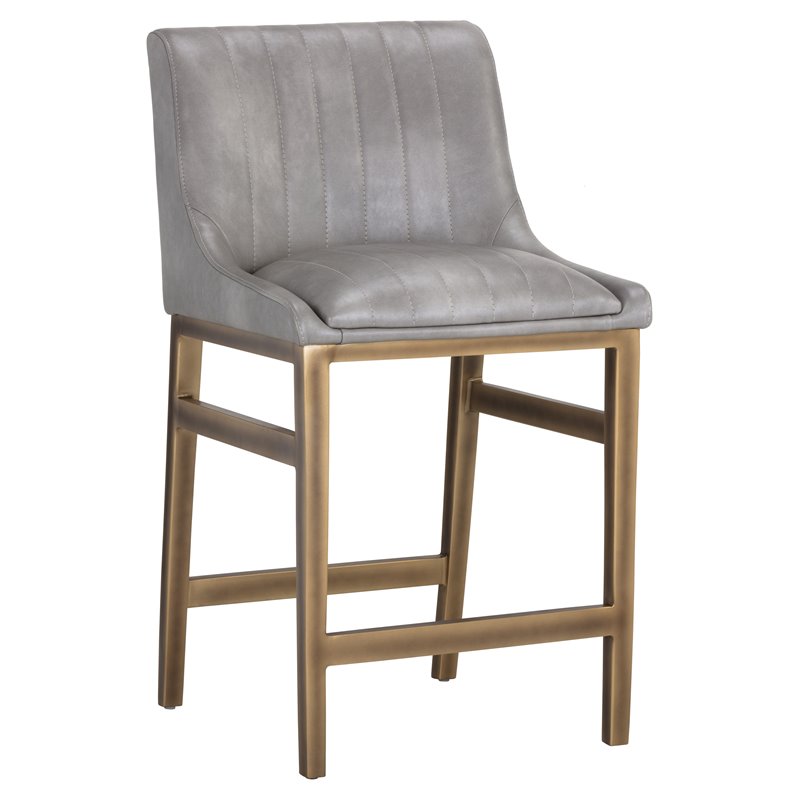 Sunpan Halden Modern Faux Leather Counter Stool in Gray