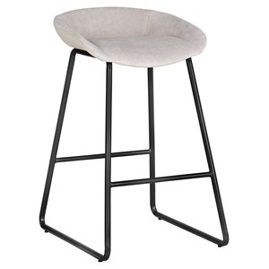Sunpan Skylar 26&quot Fabric and Steel Counter Stool in Cream-Black (Set of 2)