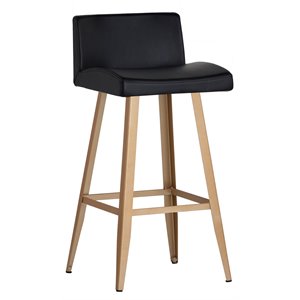 Sunpan Dani 28&quot Modern Faux Leather Counter Stool in Black/Gold