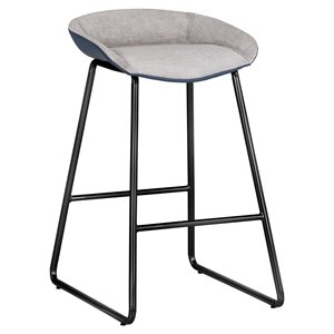 Sunpan Skylar 26&quot Fabric and Steel Counter Stool in Stone-Black (Set of 2)