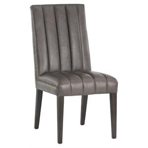 Sunpan Heath 20&quot Modern Leather Dining Chair in Gray-Espresso (Set of 2)