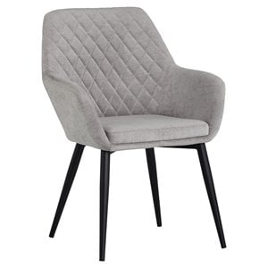 Sunpan Jayna 18&quot Modern Fabric Dining Armchair in Black/Polo Club Stone