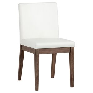 Sunpan Branson 19&quot Modern Faux Leather Dining Chair in White (Set of 2)