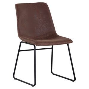 Sunpan Cal 18&quot Mid-Century Faux Leather Dining Chair in Antique Brown (Set of 2)