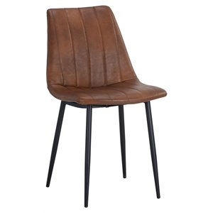 Sunpan Drew 18&quot Modern Faux Leather Dining Chair in Black-Brown (Set of 2)