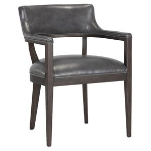Sunpan Brylea 20.5&quot Modern Leather Dining Armchair in Brentwood Charcoal