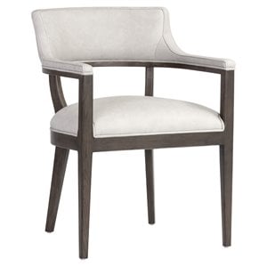Sunpan Brylea 20.5&quot Modern Leather Dining Armchair in Saloon Light Gray