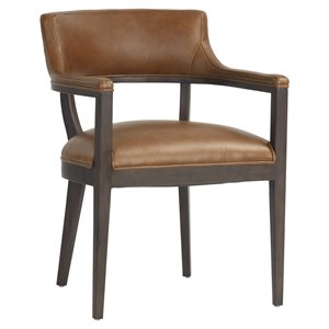 Sunpan Brylea 20.5&quot Modern Leather Dining Armchair in Shalimar Tobacco