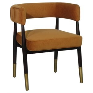 Sunpan Callem 19.5&quot Modern Fabric and Wood Dining Armchair in Brown