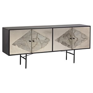 Sunpan Arlington 72&quot Modern Metal Large Sideboard with Iron Frame in Black