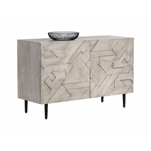 Sunpan Lisboa 48&quot Modern Wood Sideboard in Gray/Antique Bronze