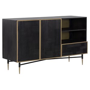 Sunpan Markwood 55&quot Modern Wood Sideboard in Brass/Dark Brown