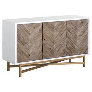 Sunpan Oakley 55&quot Modern Wood and Iron Sideboard with White Frame in Brown
