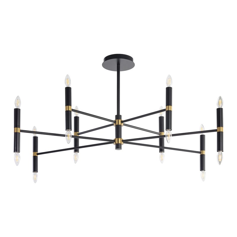 Sunpan Briggs 16-light Modern Metal Chandelier with Bronze Hardware in Black